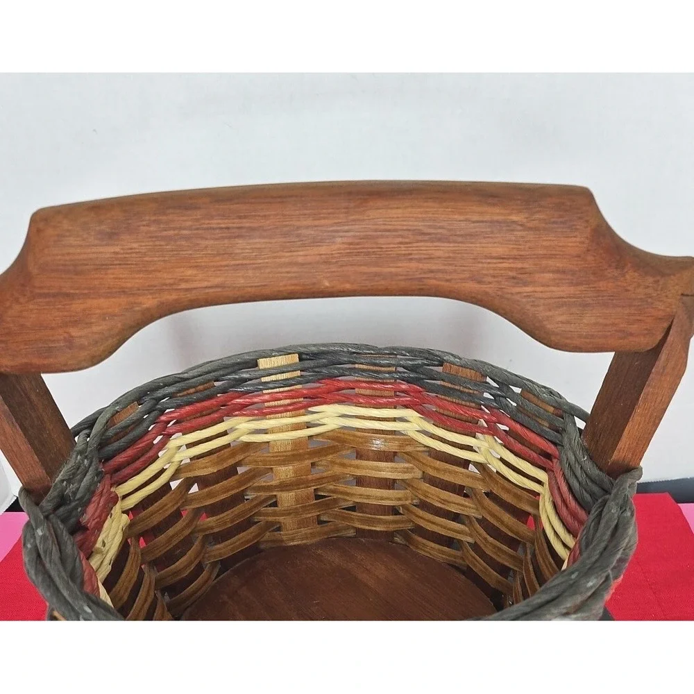 Foxcreek Basket Co Fruit & Veggie Garden Basket Handcrafted Mahogany Wood Decor